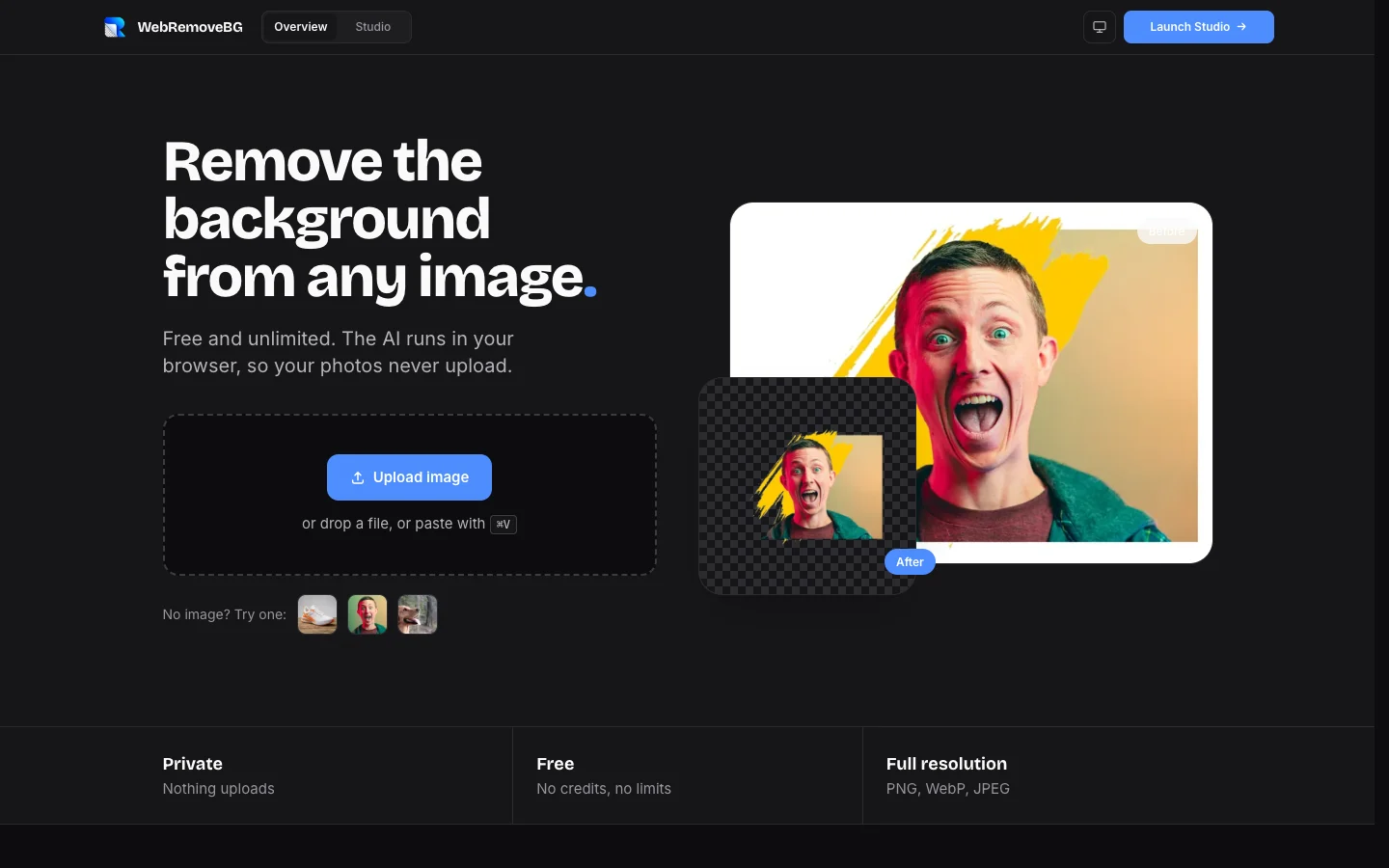 WebRemoveBG interface